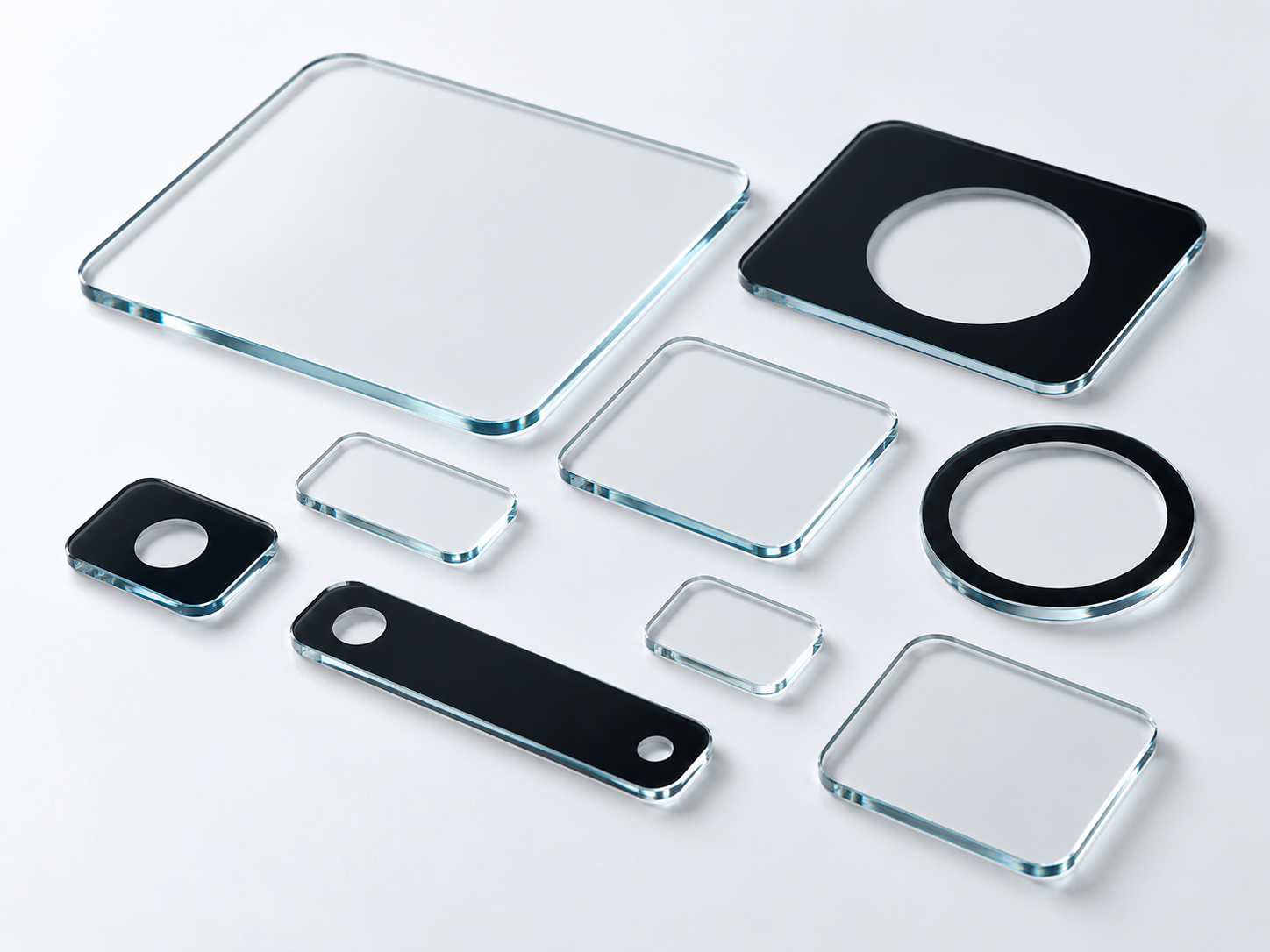 多種形狀的客製保護玻璃 / Custom cover glass components